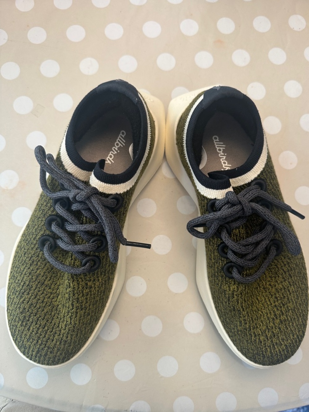 allbirds Tree Runner 2 Olive Green and Cream Women's Athletic Sneakers